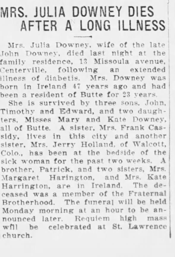 Obituary for JULIA DOWNEY (Aged 47)